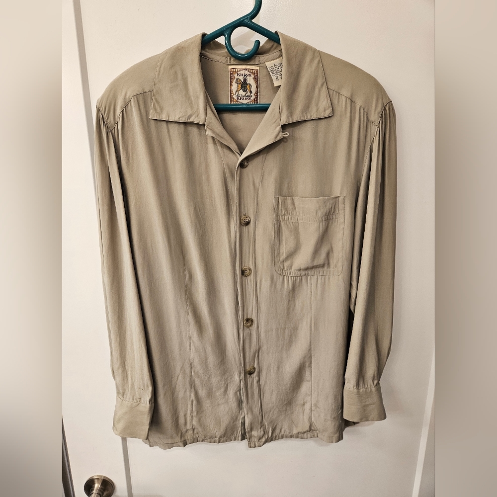 Vintage - Kriss Kross Silk Pale Green Blouse - NWOT - Size L